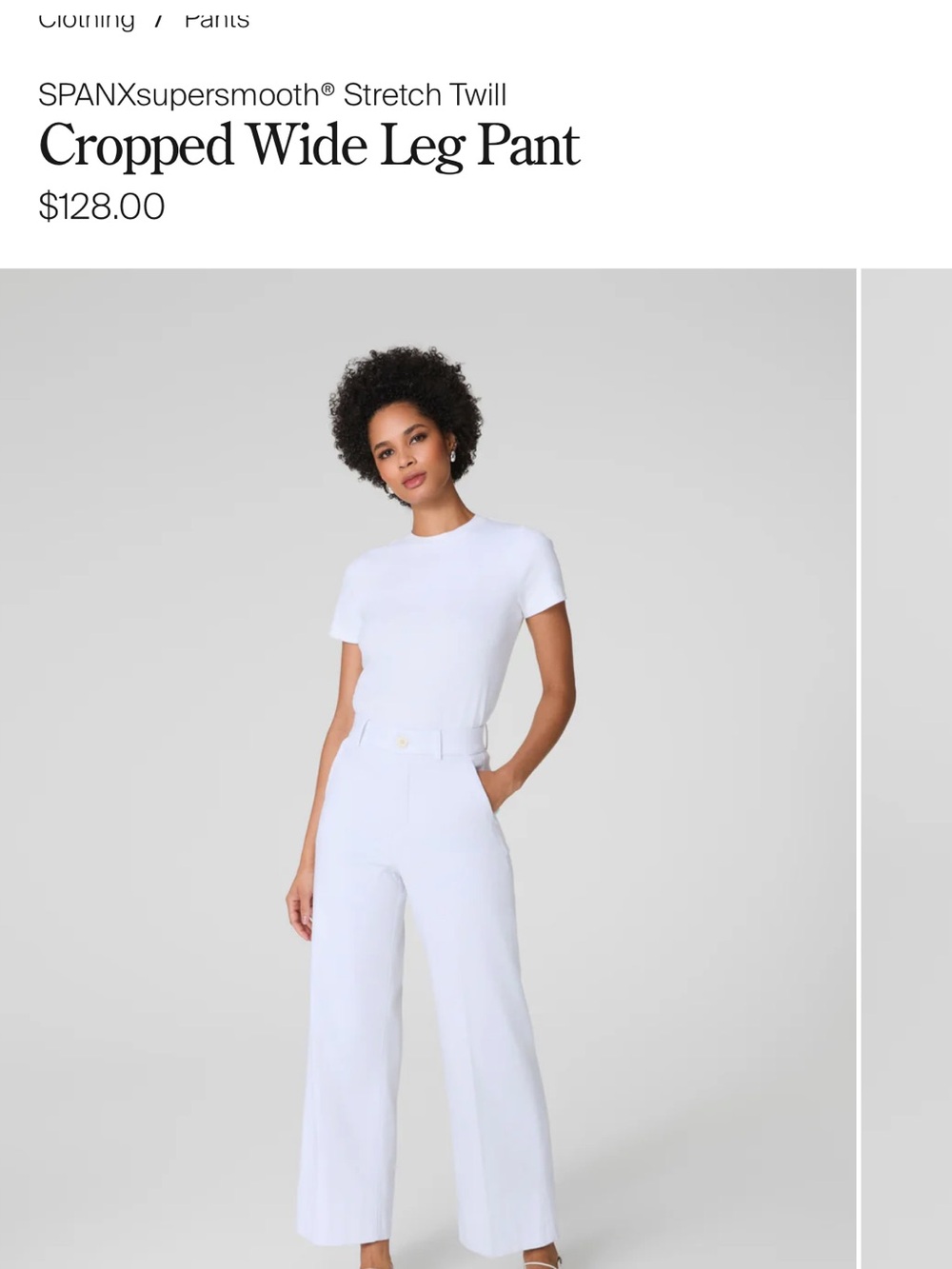 SPANX White Cropped Wide Leg Pant - High Rise Belted
